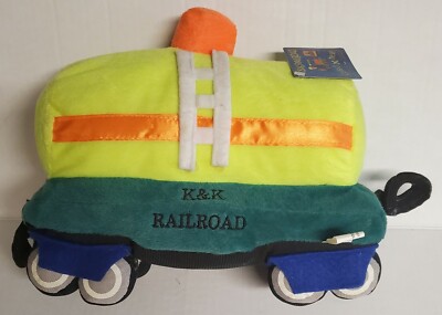 K & K Sales Train Car Plush Stuffed Toy K&K Railroad Green Yellow New!