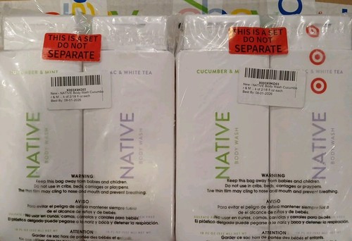NATIVE BODY WASH (2) Cucumber/Melon (2) Lilac/White Tea18oz x 4PK
