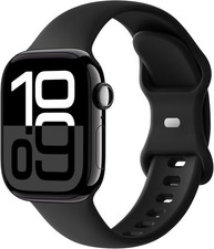 Soft Silicone Strap Compatible with Apple Watch 38mm 40mm Series 10/9/8 Black