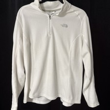 The North Face Womens TKA 100 Fleece Lightweight Quarter Zip Pullover White XL