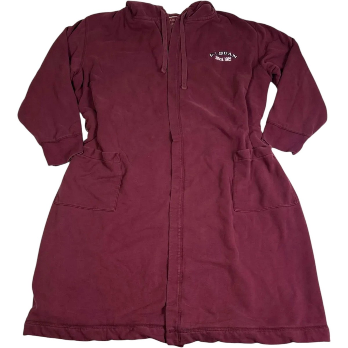 VTG L.L. Bean Hooded Fleece Lined Rugby Robe Red Men's L 90s Y2K
