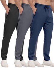 3 Pack Mens Athletic Sweatpants with Zipper Pockets,Workout Gym Joggers Pants...