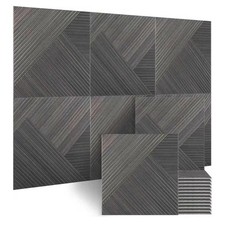 BUBOS 6 Pack 23.6" Acoustic Wall Panels Black Walnut Peel Stick Faux Wood