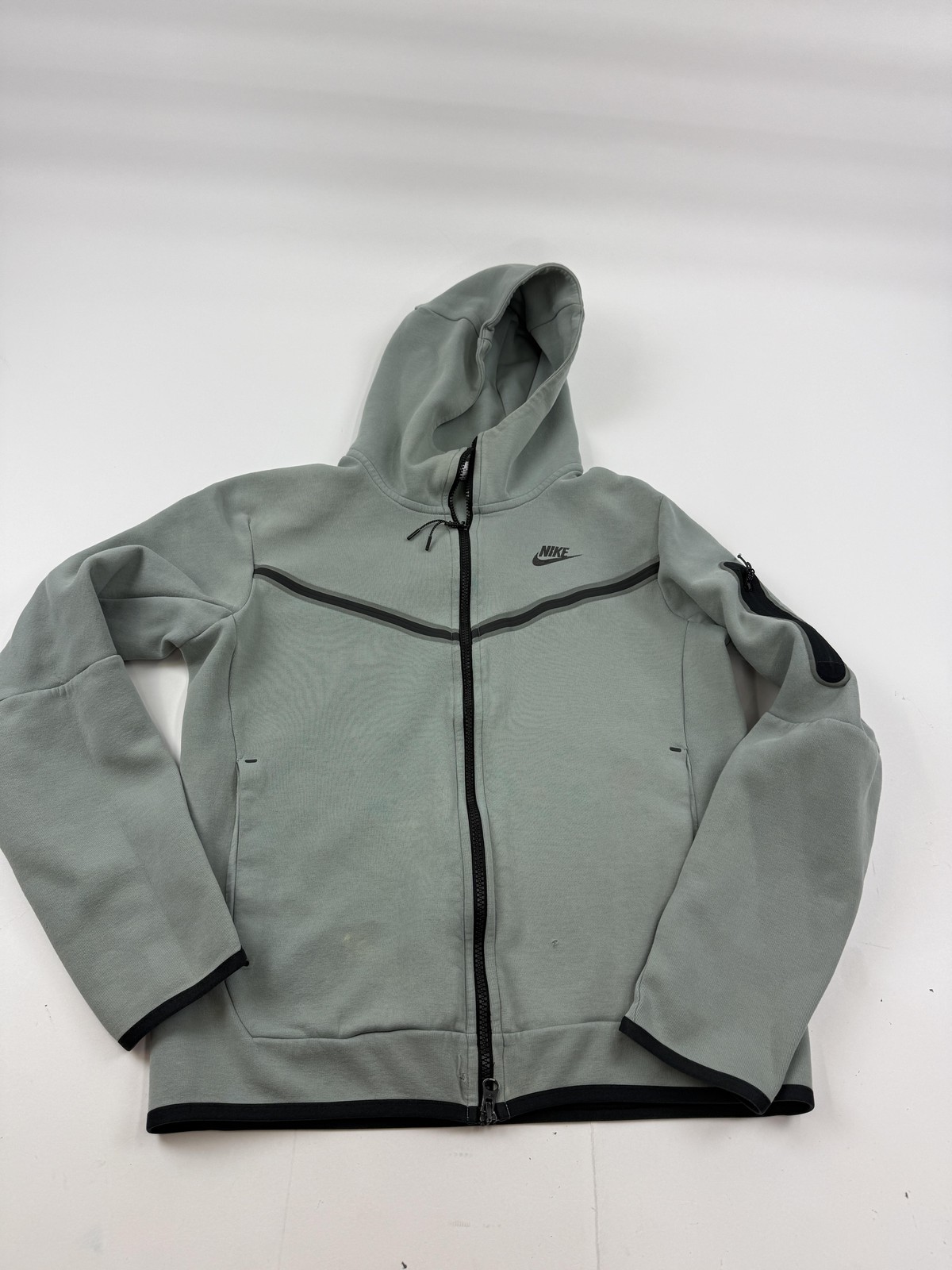 Nike Hoodie Sweatshirt Mens Small Green Tech Fleece Full Zip Cu4489-330