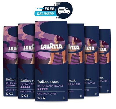Lavazza Italian Roast Ground Coffee Pack Of 6 Bold Flavor 12 Ounce Bags