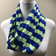 Ruffle Girl Infinity Scarf Kid's Fashion Scarf Blue Green Stripe Stretch Soft