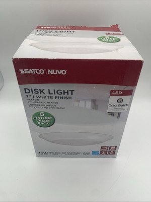 Satco Nuvo 62/1800 7  White Finish Disk Light 6 Pack Color Quick 