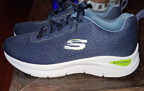 SKECHERS Arch Support Comfort Navy/White Lace-Up Low Top Walking Sneakers