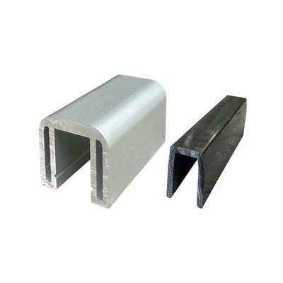 Custom Aluminum 1-1/2'' Square Cap Rail with U Channel for 1/2'' Glass   Mill
