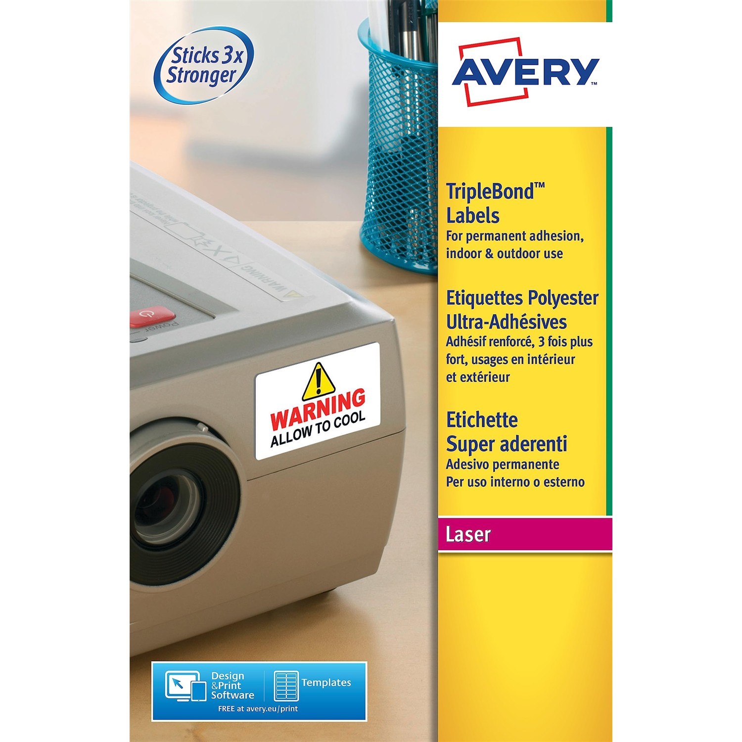 Étiquettes blanches Avery L6140-20 ultra adhésives 45,7x25,4mm pour imprimante