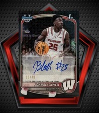 John Blackwell *3/10* Auto 2025-26 1st Bowman Black Refractor #CBA-JB Wisconsin