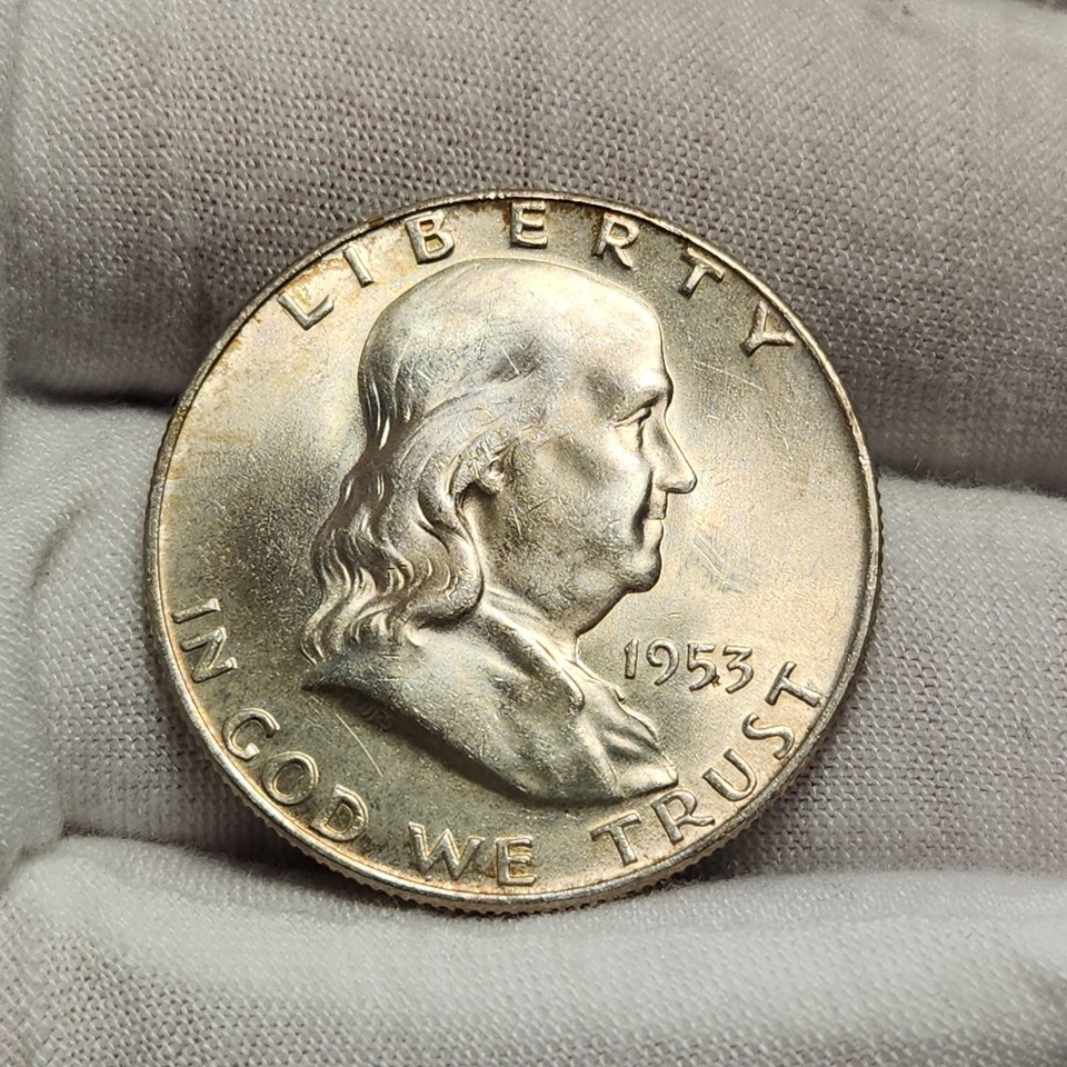 1953 D Ben Franklin Half Dollar 50c Uncirculated BU 90% Silver US Coin ...