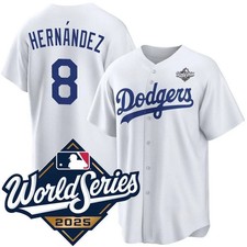 NWT Men's Dodgers #8 Hernandez 2025 world series All Stitched jersey