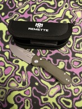 Remette Rt-rhino Button Liner Lock Knife Green G-10 3.1 Stonewashrndg2 Remette Rt-rhino Button Liner Lock Knife Green G-10 3.1 Stonewashrndg2
