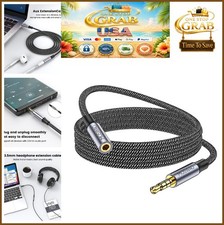 3.5mm Male to Female Aux Extension Cable 6.6 ft 4 Pole TRRS Nylon Braided