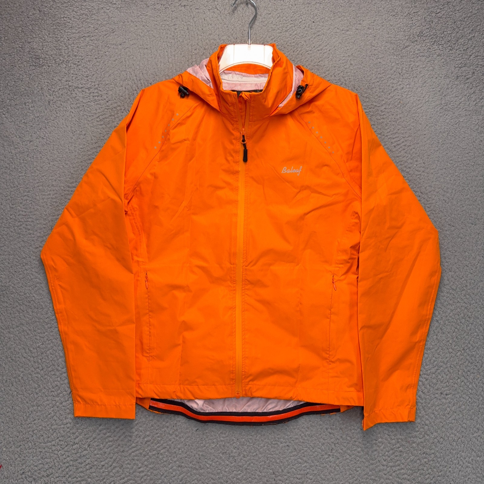 Baleaf Rain Jacket Womens Medium Orange Hooded Reflective Ba