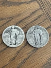 Lot Of 2 Quarters Standing  Liberty 90% Circulated Quarter