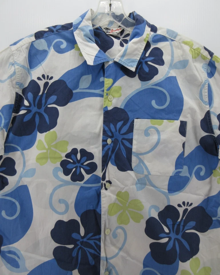 VINTAGE Structure Shirt Men Large Blue Hawaiian Loop Collar Camp Reverse Print - Image 2 of 4