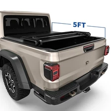Soft Tri-Fold Tonneau Cover for 2020- 2026 Jeep Gladiator 5ft Truck Bed w/ Lamp