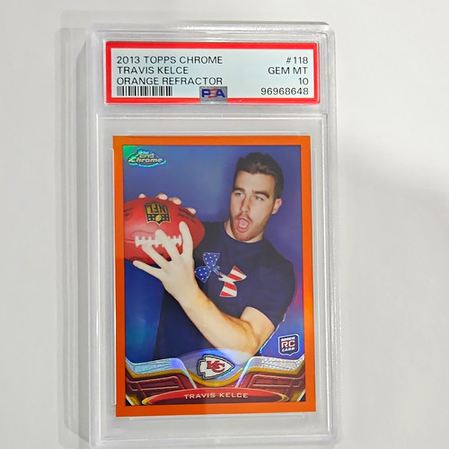 2013 Topps Chrome Travis Kelce #118 Orange Refractor RC PSA 10