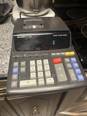 Sharp EL-2196BL Electronic 12 Digit 2 Color Print Black Calculator Machine