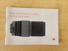 VINTAGE MINOLTA MC ROKKOR-X LENSES DEPTH OF FIELD CHART CAMERA INSTRUCTION BOOK