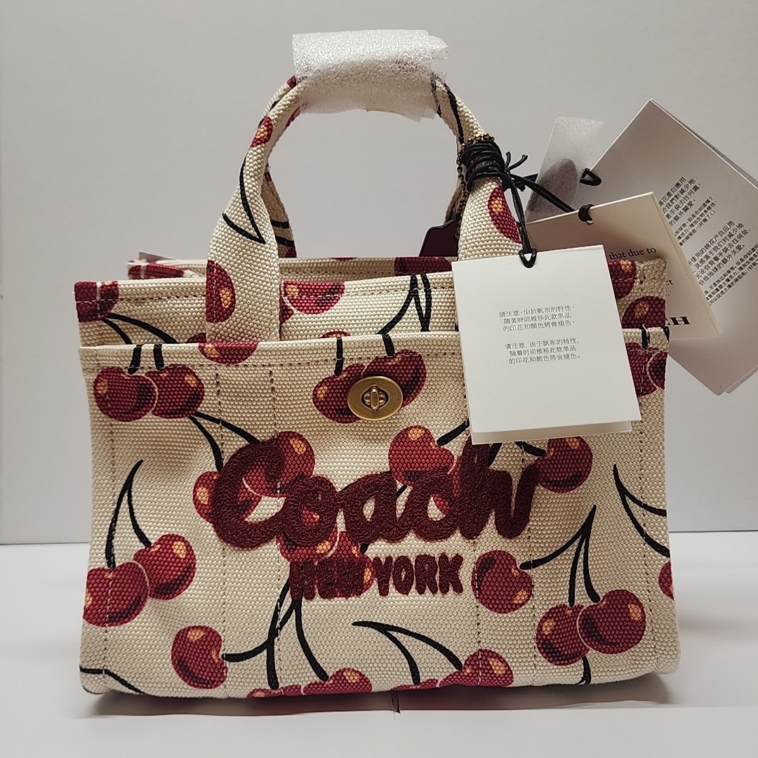 NWT COACH Woman's Handbags Cargo Tote Bag 20 with Cherry Print CZ104-image