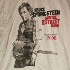 VTG Bruce Springsteen the E Street Band 2008 World Tour White Heavy T-Shirt XL
