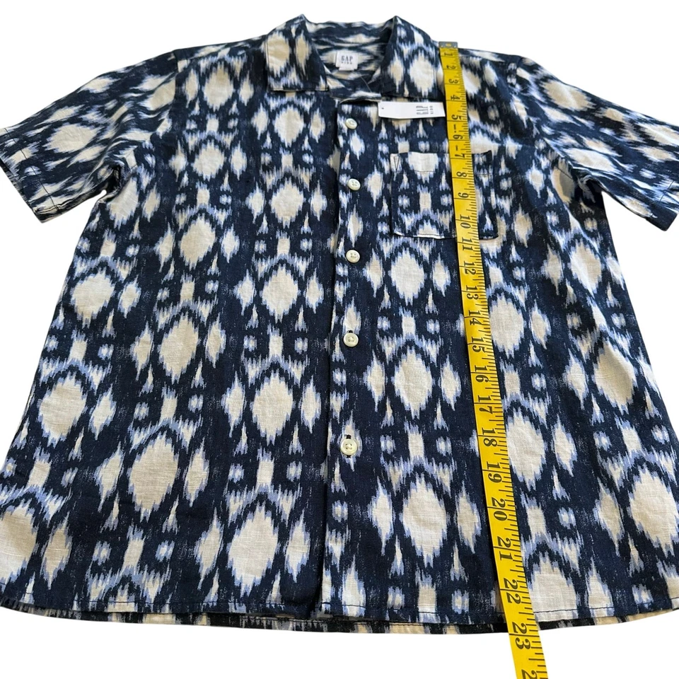 Новый с Ярлыками разрыв льняной смеси коротким рукавом на пуговицах синий Ikat мальчиков большой - Изображение 4 из 4