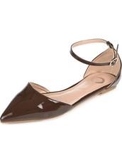 Journee Collection Womens Reba Ballet Flat with Dainty Ankle Strap Brown 8