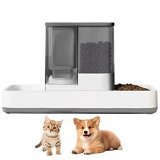 Automatic Cat Feeder and Water Dispenser, 2 in 1 Gravity Pet Food Feeder and ...