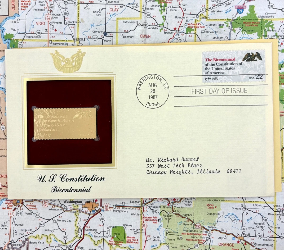 22k Gold Replica Stamps In Us First Day Covers (1981-1990) for