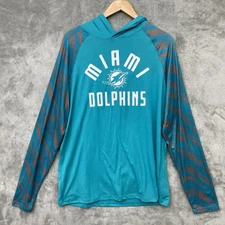 Zubaz Men's Miami Dolphins Lightweight NFL Team Apparel Pullover Hoodie Size L