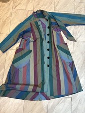 Flobert Vintage Taffeta Swing Dress Women's 50s 40s Striped Tie Neck Large