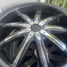 Set Of Black Alloy Rims With Multi-spoke Design 22 Inches 5 Lug Universal