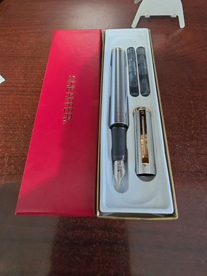 PEN /SHEAFFER Fountian Pen Chrome w/Gold Black Ink Brand-New in Box