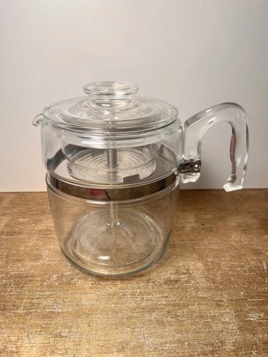 Vintage 7759 B Pyrex 9 Cup Glass Percolator Coffee Pot Flame Ware Complete Set