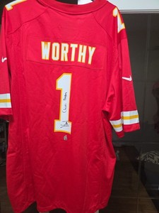 Chiefs Xavier Worthy Authentic Autographed Red Nike Jersey Fanatics Coa Inscribe