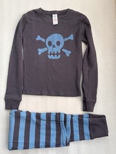 Mini Boden Thermal Waffle Weave Cotton Pajama Set For Boys 11Y Skull Print NWOT