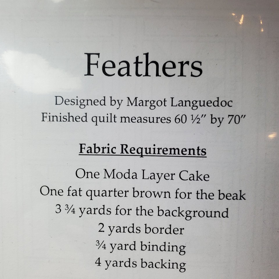 The Pattern Basket. Feathers Quilt Pattern by Margot Languedoc. UNCUT ...