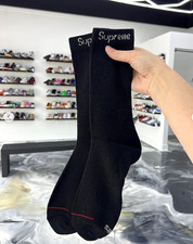 Supreme x Hanes Crew Socks Black 4 Pack Size 6-12 Mens - Authentic NWT