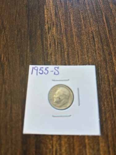 1955-S    ROOSEVELT  DIME,  SILVER,  PROOF,  CIRCULATED,   Actual Coin in Photo