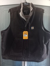 Carhartt Loose Fit Duck Sherpa-lined Mock Neck Vest XL Dark Brown NWT