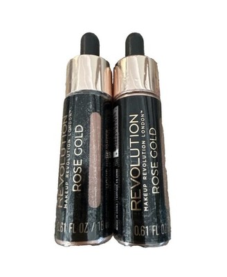 Lot Of 2 -Makeup Revolution ROSE GOLD Liquid Highlighters .61 oz each New/Sealed