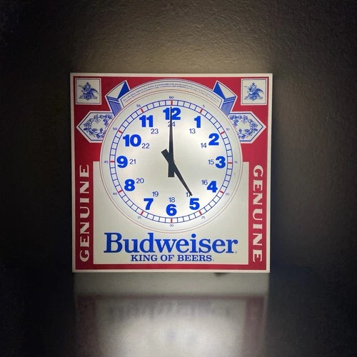 Vintage  Budweiser King Of Beers Military Time Fluorescent  Clock Not Working