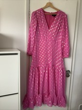 SALONI Pink Silk Dress Size 12 UK