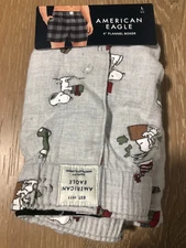 NWT Snoopy Mens S, M, L, XL  American Eagle flannel pocket boxer short underwear