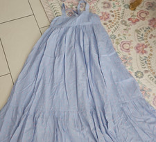 H&M Damen Maxikleid hellblau gepunktet rosa M...