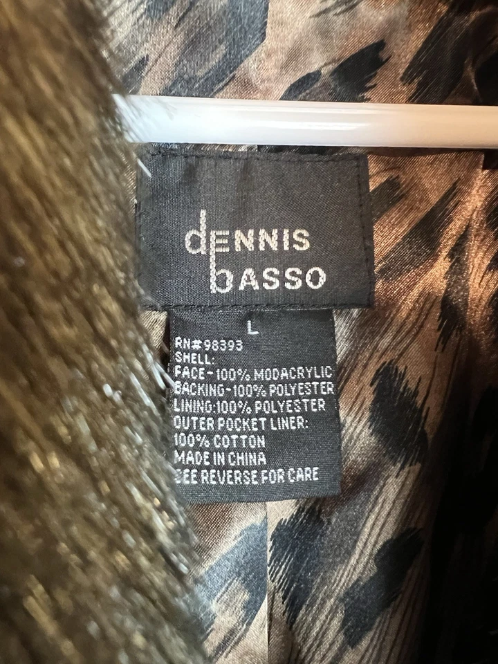 Abrigo largo de piel sintética Dennis Basso para mujer L marrón pesado ganchos de invierno lujoso Foto 2 de 3