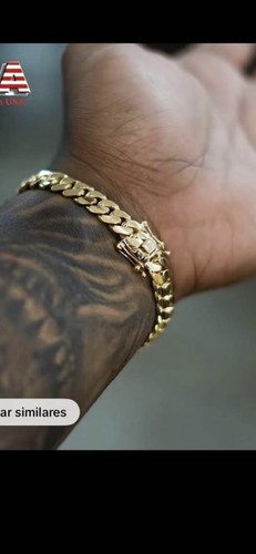 Gold Plated Cuban Link Chain Bracelet for Men with Box Clasp